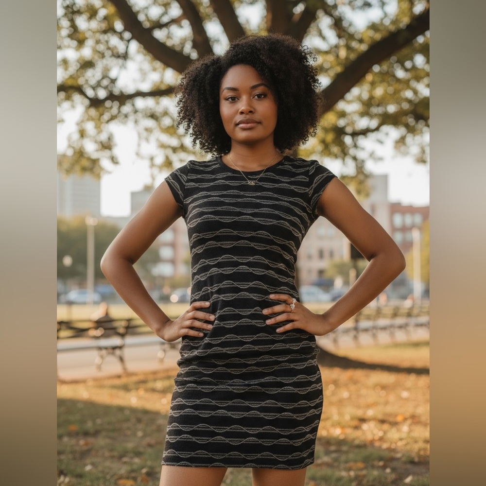 XOXO Black and Gray Patterned Dress